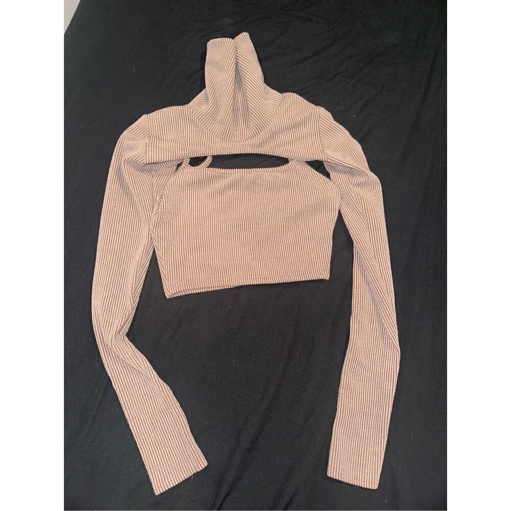 Size 2 (XS) top women’s tank w long sleeve turtleneck brown